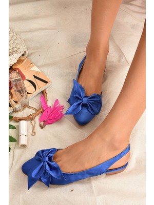 Fox Shoes Saks Mavi Kumaş Kadın Babet H726809004