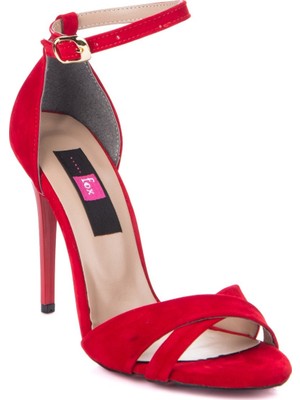 Fox Shoes Kırmızı Süet Kadın Topuklu Ayakkabı 7749113702