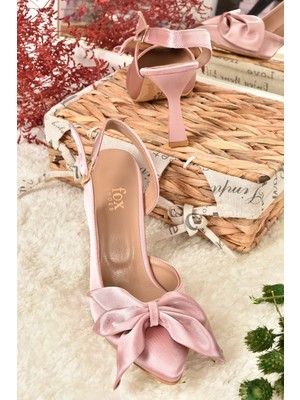 Fox Shoes Pudra Saten Kumaş Kadın Topuklu Ayakkabı K922164804