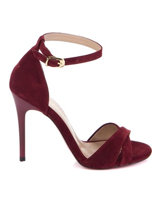 Fox Shoes Bordo Süet Kadın Topuklu Ayakkabı 7749113702