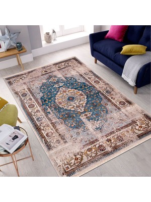 Almoss 7/24 4152A Lacivert 80X150 cm Saçaklı Modern Halı