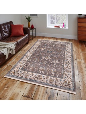 Almoss 7/24 4175A Kahve 80X150 cm Saçaklı Modern Halı