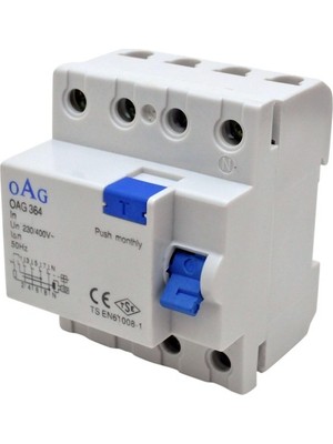 Oag 4X40A 30MA 4 Kutuplu Kaçak Akım Rölesi OAG-364