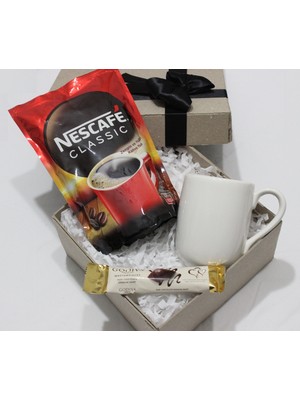 Gökcan Home Nescafe 200 gr & Beyaz Kupa Bardak & Çikolata Hediye Seti