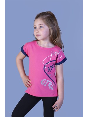 Toontoy Kız Çocuk Just And Girl Baskılı Kol Detaylı T-Shirt