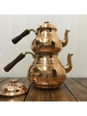 Efemir Dövme Bakır Çaydanlık Orta Boy