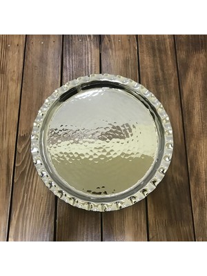 Efemir Dövme Bakır Çirtikli Tepsi 24 cm