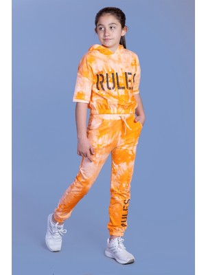 Toontoy Kids Toontoy Kız Çocuk Rules Baskılı Batik Desenli Crop Eşofman Takımı