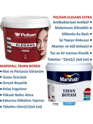 Polisan Antibakteriyel Elegans Extra 10 kg + Marshall Tavan 3.5 kg  Çakıl Taşı
