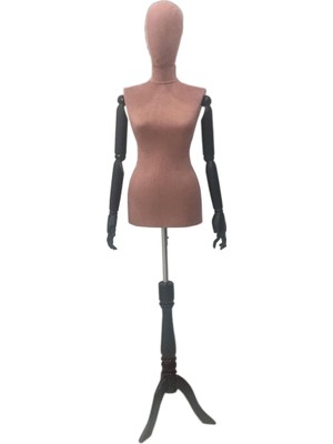 Yigit Furkan Ticaret Süet Kumaşlı Bayan Terzi Mankeni Ahşap Kollu