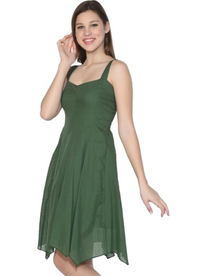 Eliş Şile Bezi Emel Vual Elbise Yeşil