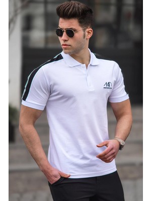 Madmext Beyaz Polo Yaka Erkek Tişört 5215