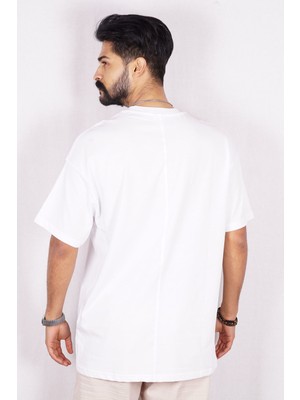 Marrakech Unisex Beyaz Oversize Bol Kalıp Tshirt