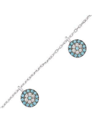 Altınsepeti Gümüş Firuze Renk Nazar Gözler Bileklik G199BL