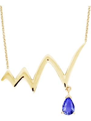 Altınsepeti Sarı Lacivert Gümüş Kalp Ritmi Kolye G830KLT7