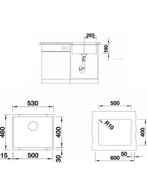 Blanco Subline 500-U Sılgranıt Beyaz Granit Evye 523436