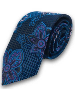 Tr10fashion TR10 Fashıon Saks Lacivert Mendilli Kravat