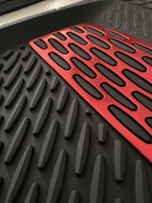 Team Car  2013 Model Honda Legend Için 3D Havuzlu Tip Universal Paspas - Kırmızı Kromajlı