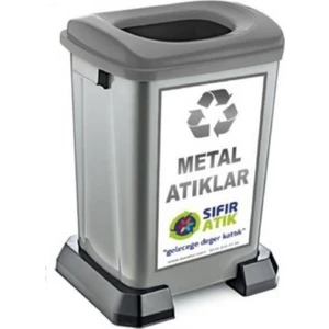 Hobby Life Bio Endüstriyel Geri Dönüşüm Çöp Kutusu Gri Metal Atık 50 Litre