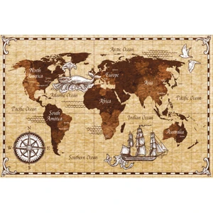 Hayat Poster Antik Dünya Haritası Retro Vintage Ahşap Poster 20 cm x 30 cm