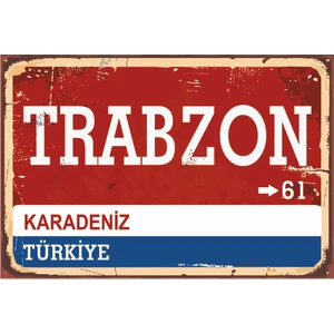 Hayat Poster Trazbzon Yön Sokak Tabelası Retro Vintage Ahşap Poster