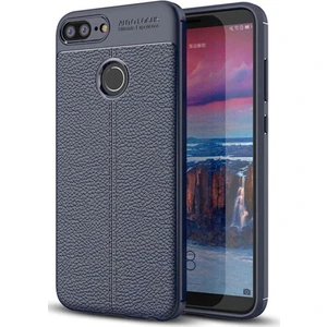 Kzy Huawei Honor 9 Lite Kılıf Darbe Korumalı Deri Görünümlü Silikon Arka Kapak - Lacivert