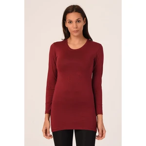 Disentis Modest Yuvarlak Yaka Uzun Kollu Viskon Uzun Bordo Body