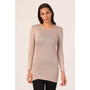 Disentis Modest Yuvarlak Yaka Uzun Kollu Viskon Uzun Vizon Body