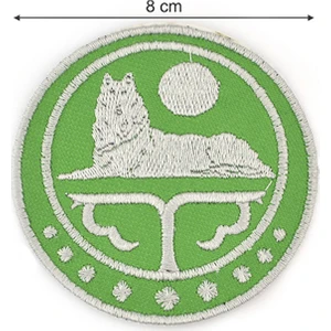 Anahtarlık Sepeti Çeçen Bayrak Nakışlı Yuvarlak Etiket Yeşil Çapı 8 cm