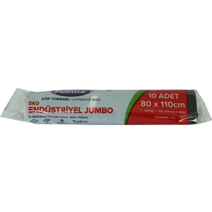 Çöp Torbası Jumbo Boy 80X110CM 400GR 50MIKRON 90LT Siyah Rulo 10 Lu