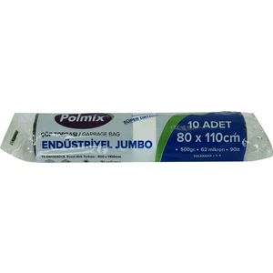 Çöp Torbası Jumbo Boy 80X110CM 500GR 62MIKRON 90LT Siyah Rulo 10 Lu