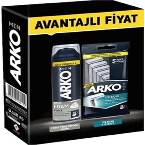 Men 5 Adet Tekli Tıraş Bıçağı + Force Tıraş Köpüğü 200 ml
