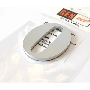 8 cm  No = 0 Yapışkanlı Metalik Gri Kapı Numarası