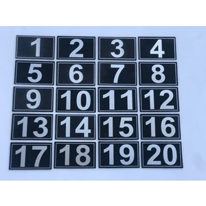 3.5 x 5.5 cm cm Yapışkanlı No 1'den 20'e Raf, Posta Kutusu, Dolap, Ayakkabılık, Kapı Numarası