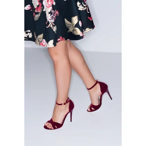 Fox Shoes Bordo Süet Kadın Topuklu Ayakkabı 7749113702