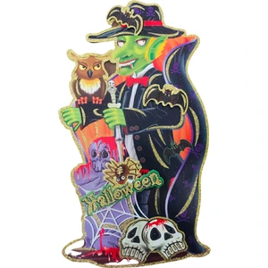Event Party Store Cadılar Bayramı Halloween Simli Poster Cadı Modeli 46CM x 26CM