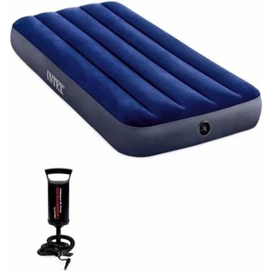Intex Dura-Beam Tek Kişilik Ev Kamp Şişme Yatak Lacivert + Şişirme Pompası - 64757