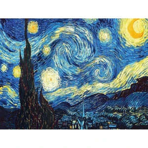 5D Elmas Boyama Mozaik Tablo Çerçeveli 40X50 cm Vangogh Yıldızlı Gece Puzzle Tuval Seti