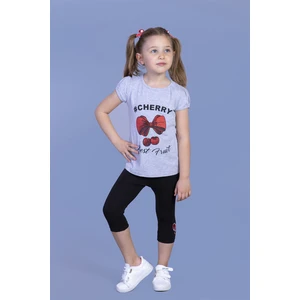 Kız Çocuk Vişne Baskılı Taytlı Takım