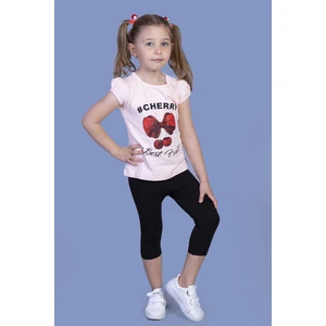 Kız Çocuk Vişne Baskılı Taytlı Takım