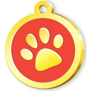 Altın Kaplama Pati Künye - Kırmızı