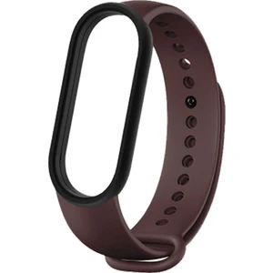 Xiaomi Mi Band 5 ve 6 Akıllı Bileklik Uyumlu Çift Renk Silikon Kordon (Bordo)