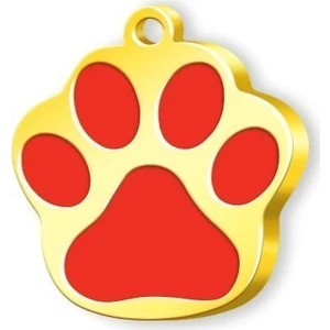 Altın Kaplama Pati Küçük Künye - Kırmızı