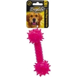 Köpekler Için Kauçuk Dumbell Zilli Oyuncak Pembe