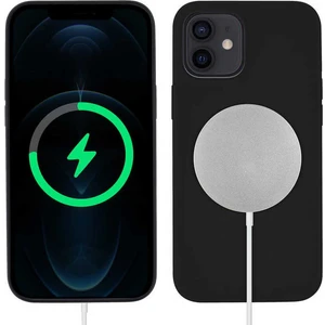 Case 4u Apple iPhone 12 Mini Kılıf Mat Silikon Wireless Kapak Silksafe Siyah - Magsafe Kablosuz Şarj Uyumlu