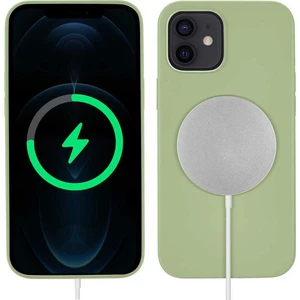 Case 4u Apple iPhone 12 Mini Kılıf Mat Silikon Wireless Kapak Silksafe Açık Yeşil - Magsafe Kablosuz Şarj Uyumlu