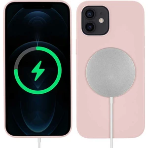 Case 4u Apple iPhone 12 Kılıf Mat Silikon Wireless Kapak Silksafe Pembe - Magsafe Kablosuz Şarj Uyumlu