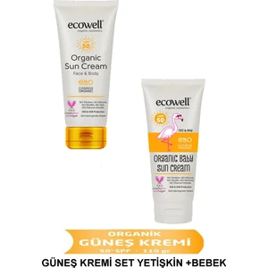 Organik Güneş Kremi Set Yetişkin 110 gr + Bebek 110 gr 50 Spf