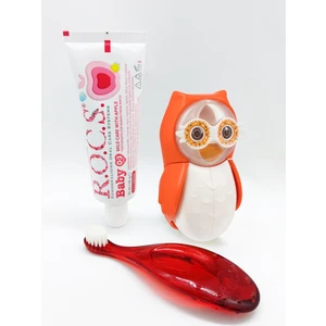 Baby Owl Bakım Seti - Bebek Diş Macunu + Diş Fırçası + Flipper Baykuş Saklama Kabı