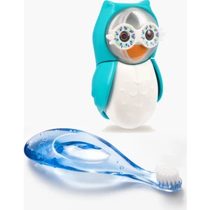 R.o.c.s. Baby 0-3 Yaş Diş Fırçası ve Flipper Baykuş Hijyenik Saklama Kabı Seti - Mavi Baykuş Figürü